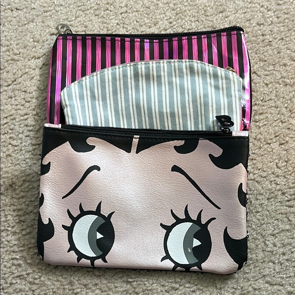 Betty Boop Striped Cosmetic Bag